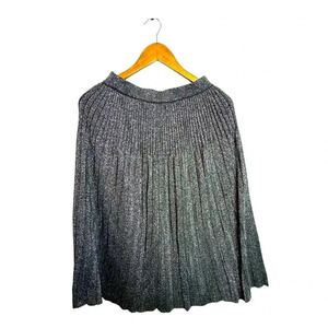 Eliza J metallic‎ black silver pleated skirt XS